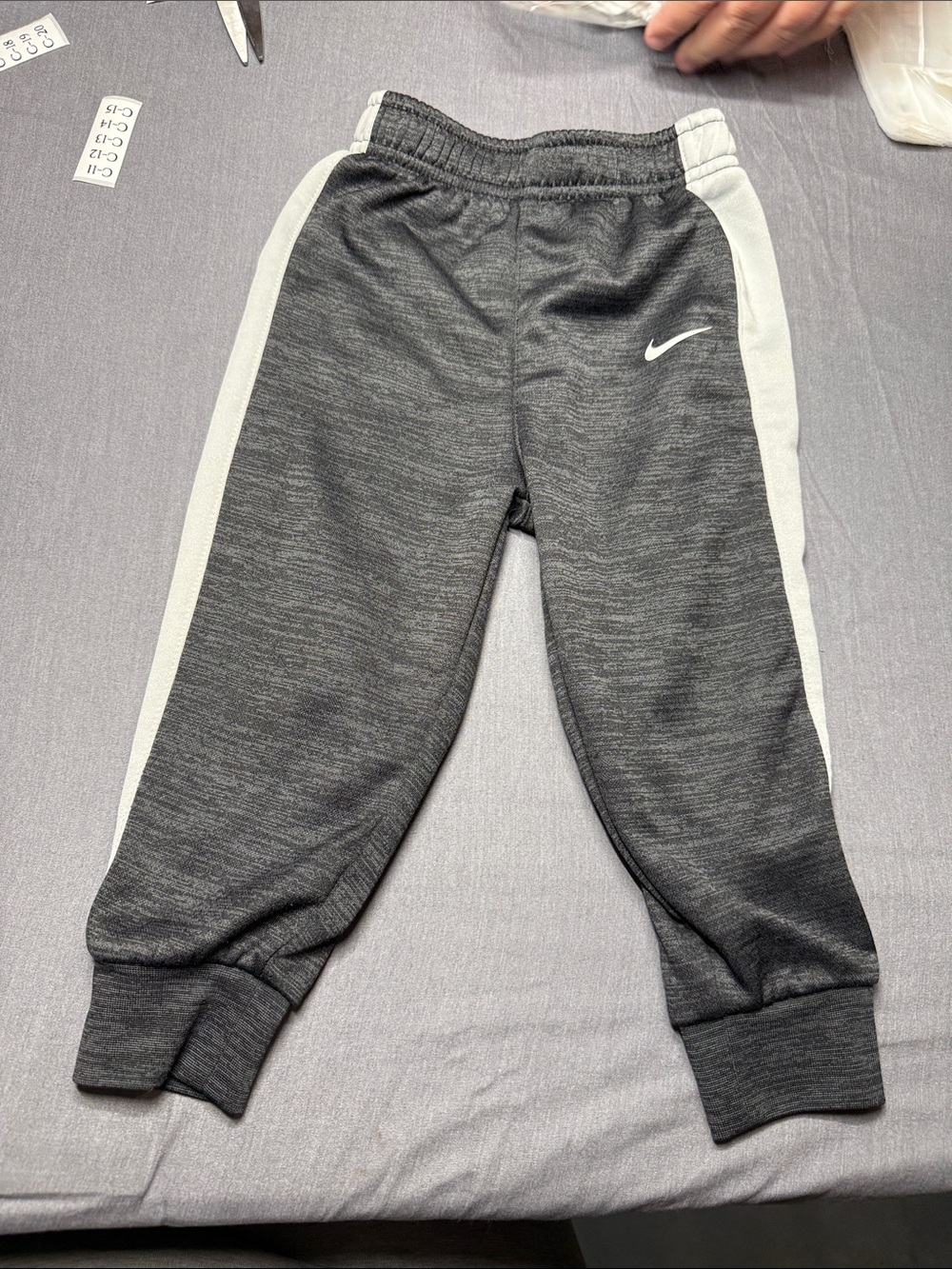 Nike Kids Charcoal Joggers with Light Gray Side Panels
